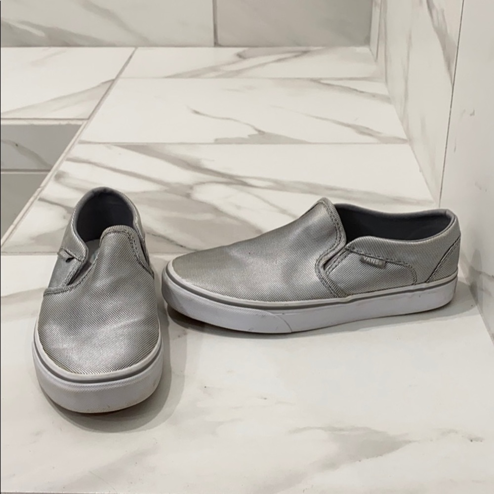 Vans silver slip on